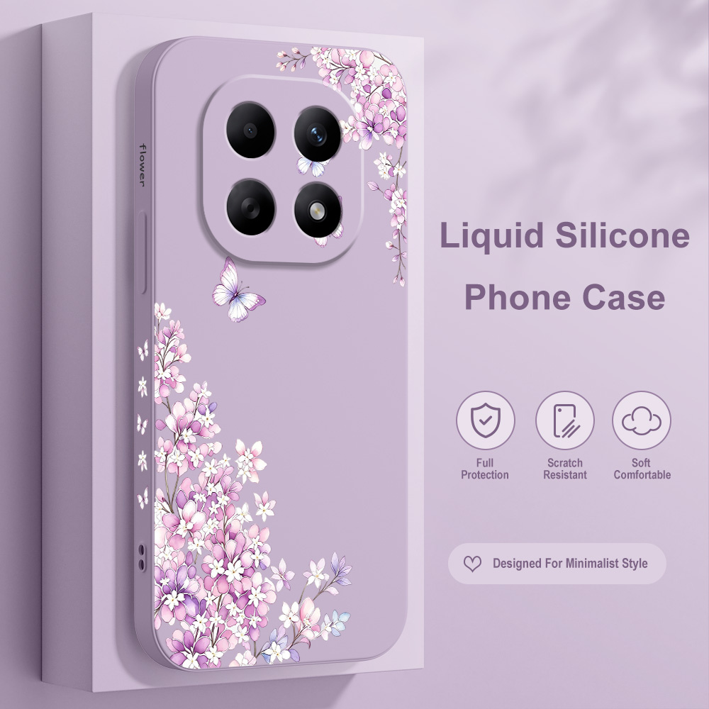 Xiaomi Redmi Note 14 - Capa de Telefone Floral Violeta para