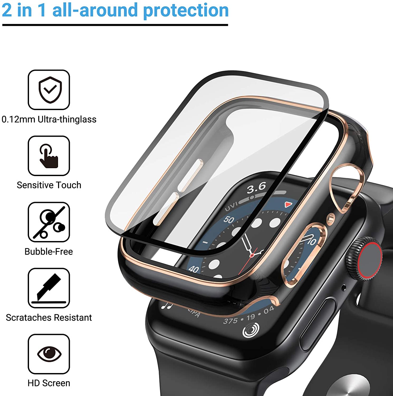 Vidro + capa para apple watch  - Smartwatch Band Accessories avaliação e preço